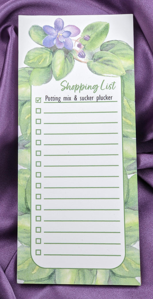 African violet green shopping list magnetic notepad