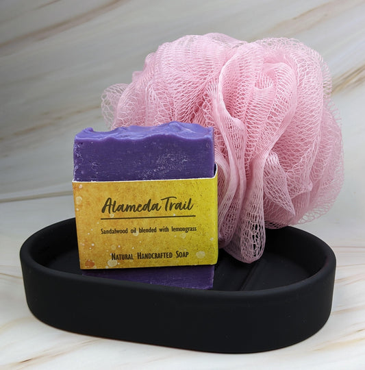 African violet soap natural handcrafted with earthy sandalwood lemongrass