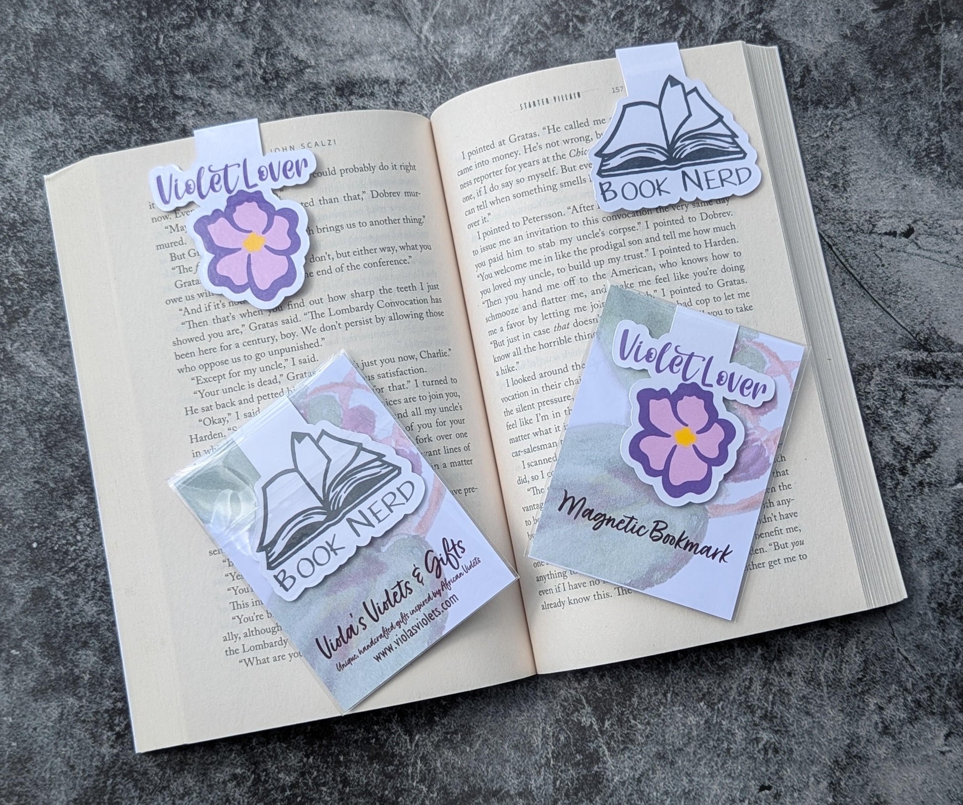 African violet cardstock magnetic bookmark