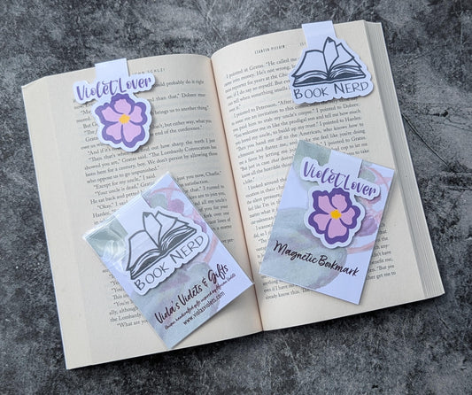African violet cardstock magnetic bookmark